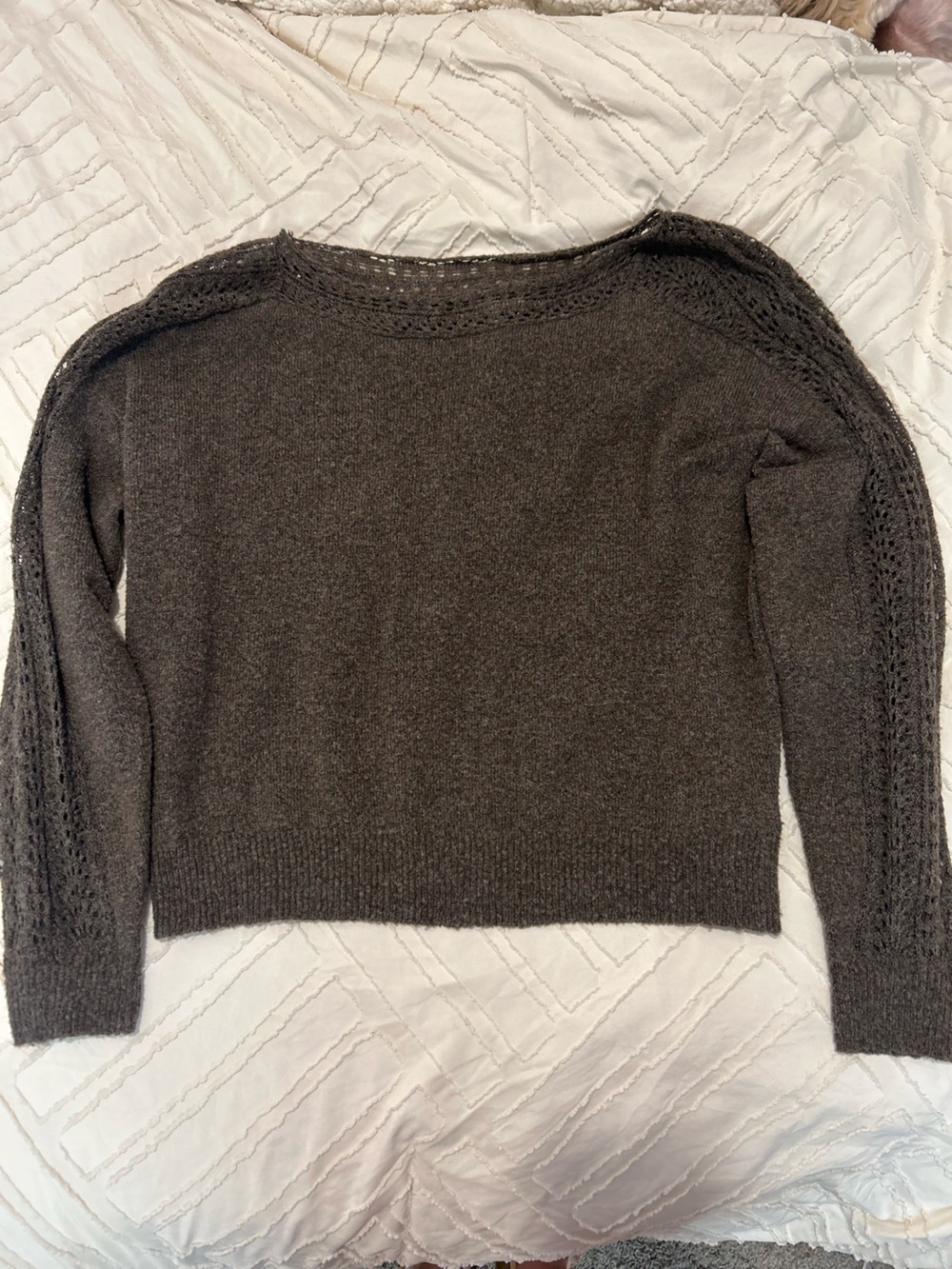 American Eagle Outfitters Women's Off-the-Shoulder Dark Brown Knit Sweater